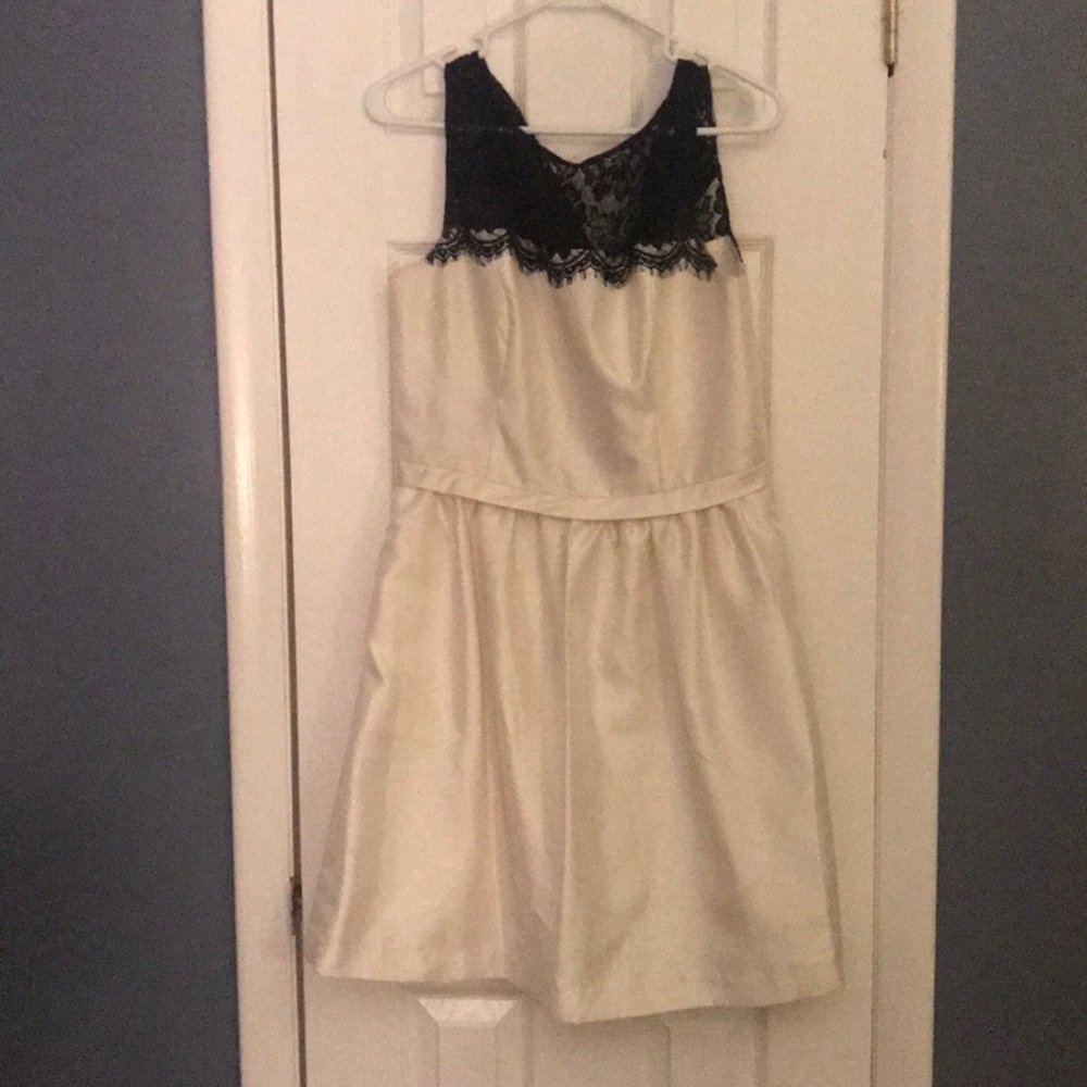 Ivory Party Dress with Black Lace